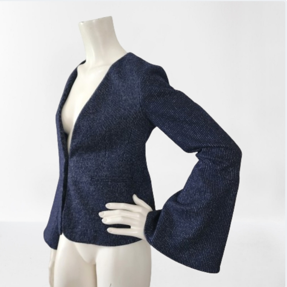 Cartonnier Anthropologie Jacket Womens 2 Navy Stripe Blazer - Picture 3 of 9